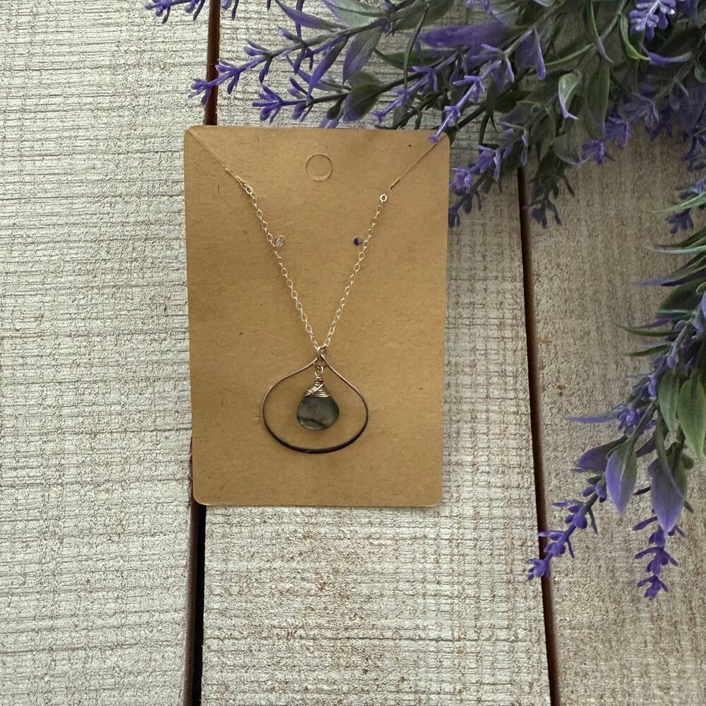Handcrafted Sterling Silver Labradorite Teardrop Pendant Necklace